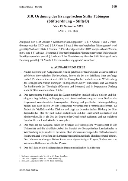 310 Stiftsordnung – StiftsO