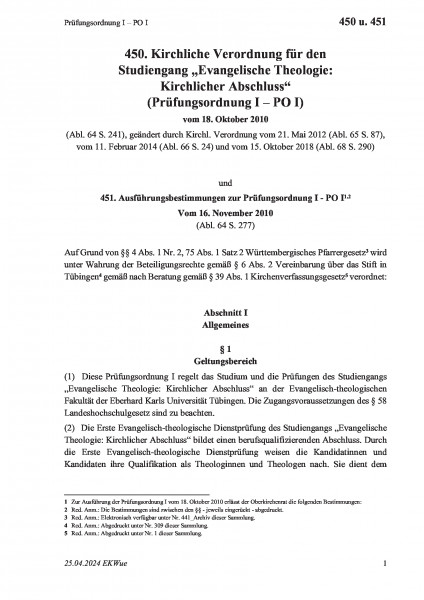 450 u. 451 Prüfungsordnung I – PO I