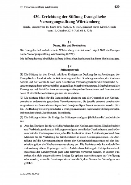 430 Ev. Versorgungsstiftung Württemberg