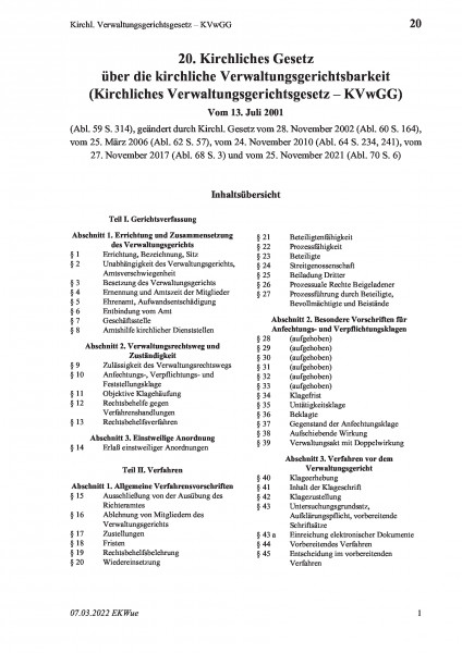 20 Kirchl. Verwaltungsgerichtsgesetz – KVwGG