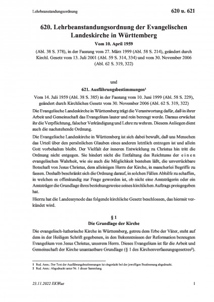 620 u. 621 Lehrbeanstandungsordnung