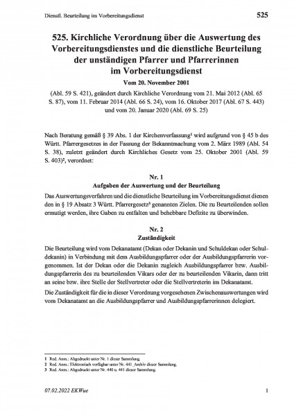 525 Dienstl. Beurteilung im Vorbereitungsdienst