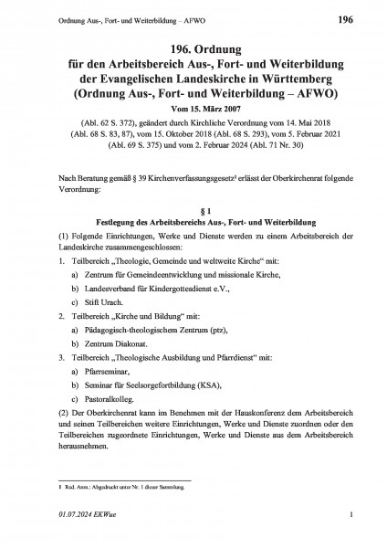 196 Ordnung Aus-, Fort- und Weiterbildung – AFWO