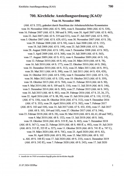 700 Kirchliche Anstellungsordnung (KAO)