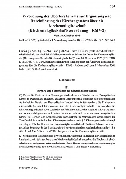 105 Kirchenmitgliedschaftsverordnung – KMVO