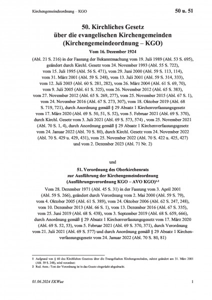 50 u. 51 Kirchengemeindeordnung – KGO