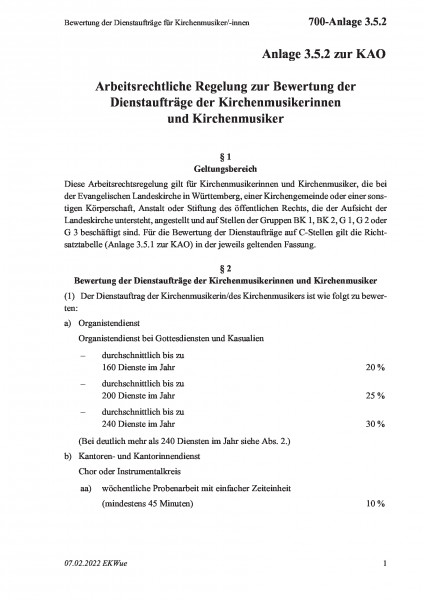 700-Anlage 3.5.2 Bewertung der Dienstaufträge für Kirchenmusiker/-innen