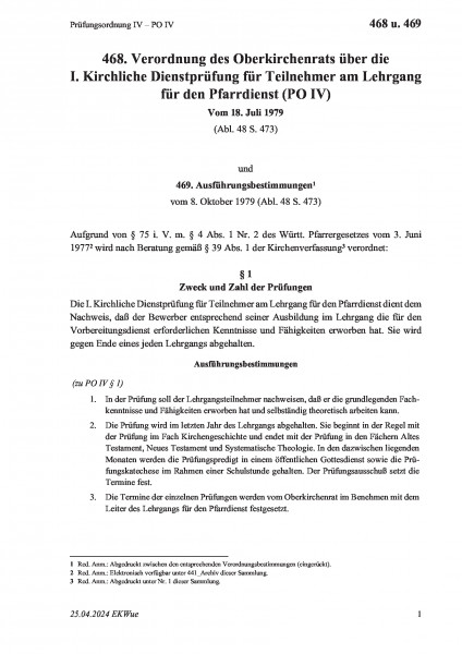 468 u. 469 Prüfungsordnung IV – PO IV