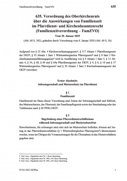 635 Familienzeitverordnung – FamZVO