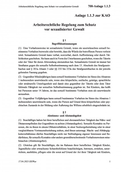 700-Anlage 1.1.3 Arbeitsrechtliche Regelung zum Schutz vor sexualisierter Gewalt