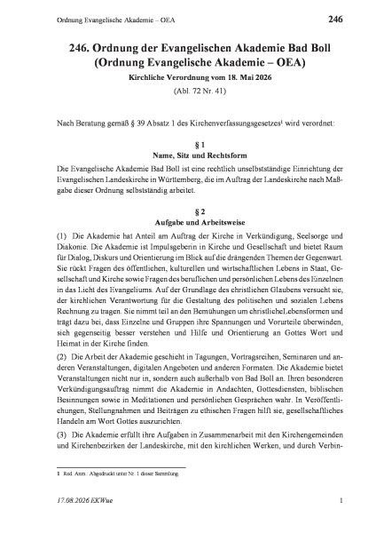 246 Ordnung Evangelische Akademie – OEA