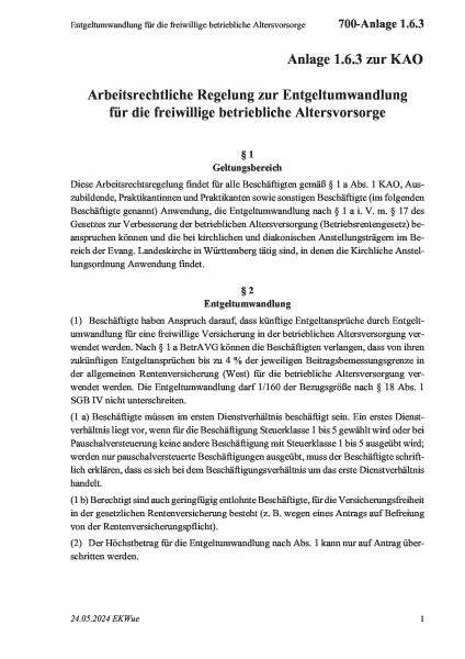 700-Anlage 1.6.3 Entgeltumwandlung für die freiwillige betriebliche Altersvorsorge