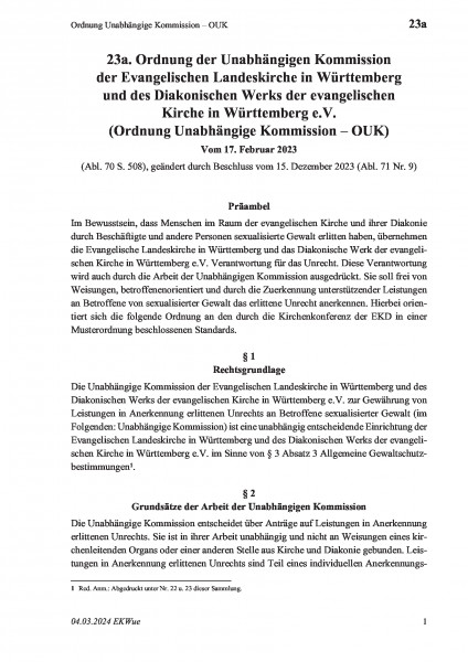 23a Ordnung Unabhängige Kommission – OUK