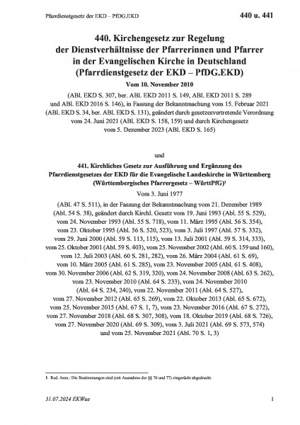 440 u. 441 Pfarrdienstgesetz der EKD – PfDG.EKD