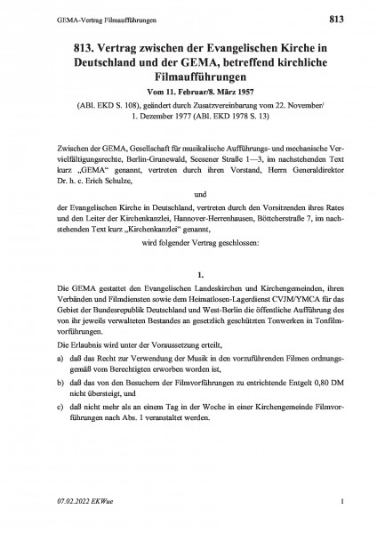 813 GEMA-Vertrag Filmaufführungen