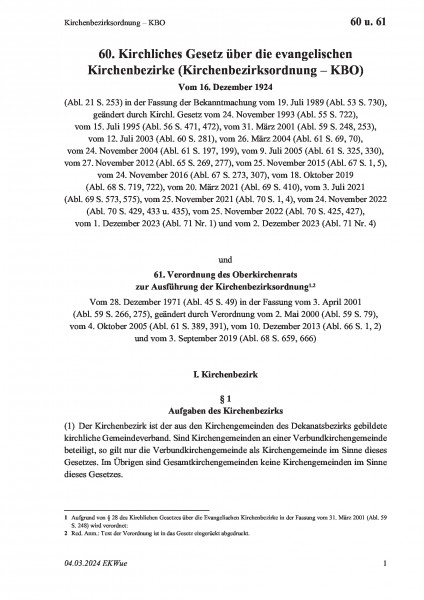 60 u. 61 Kirchenbezirksordnung – KBO