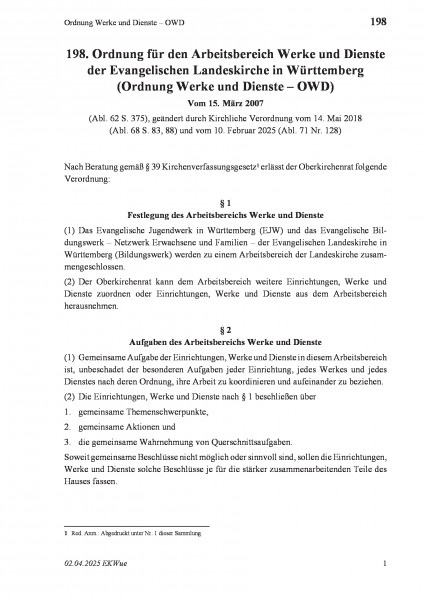 198 Ordnung Werke und Dienste – OWD