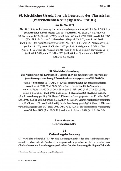 80 u. 81 Pfarrstellenbesetzungsgesetz – PfstBG