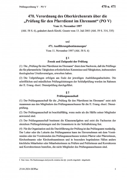 470 u. 471 Prüfungsordnung V – PO V