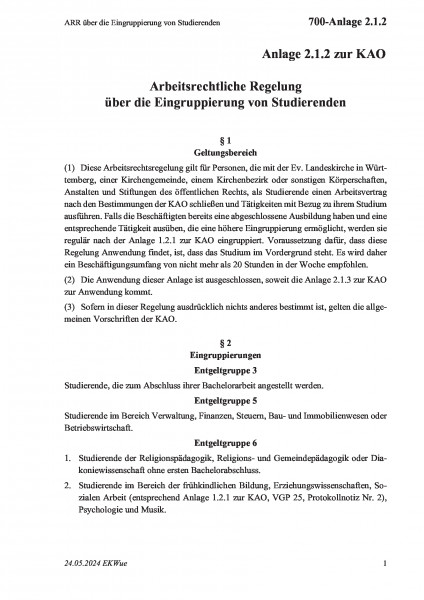 700-Anlage 2.1.2 ARR über die Eingruppierung von Studierenden