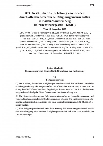 879 Kirchensteuergesetz