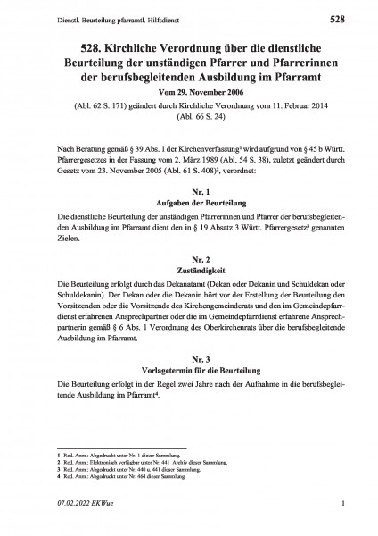 528 Dienstl. Beurteilung pfarramtl. Hilfsdienst