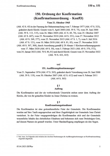 150 u. 151 Konfirmationsordnung